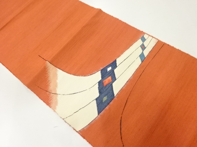 JAPANESE NAGOYA OBI / TSUMUGI / WOVEN LINE DRAWING